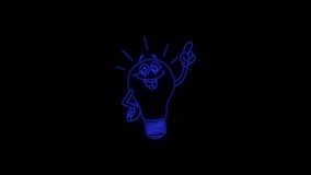 Turning light bulb animation, Switching on, Warm white light over dark black background, power, electricity, energy, invention, creativity	