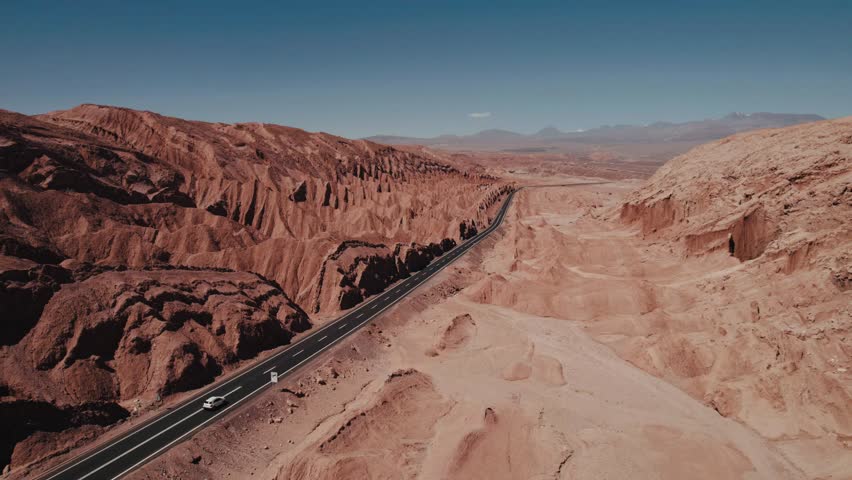 Drone footage Valle de la Luna Moon Valley San Pedro de Atacama Desert Chile