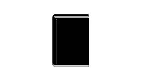 Black Book icon isolated on white background. 4K Video motion graphic animation.