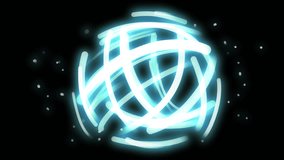 Energy lines rotate on a black screen. Blue energy doodle sphere. Neon strokes with chaotic movement in 4K with alpha channel. - Powered by Shutterstock - Get 15% off with code: PIKWIZARD15
