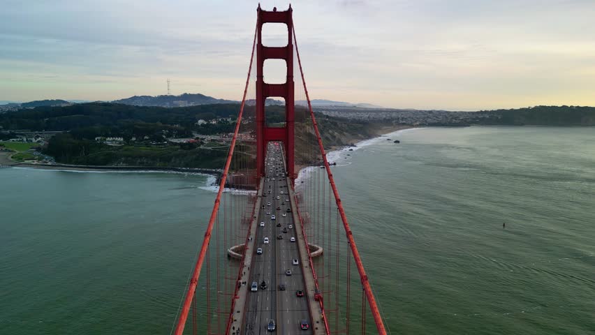 San Francisco Golden Gate Bridge, symbols of San Francisco and California, Aerial Cinematic smooth shot | Shutterstock HD Video #1102077497