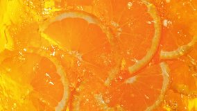 Super Slow Motion Shot of Fresh Orange Slices Falling into Lemonade Whirl at 1000 fps. - Powered by Shutterstock - Get 15% off with code: PIKWIZARD15