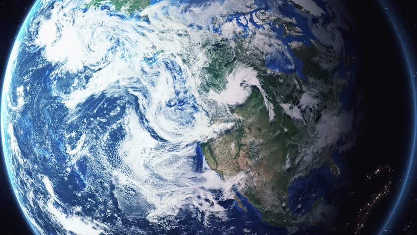 Earth zoom in from space and focus on Richland, Washington, USA. 3D Animation. Background for travel intro.