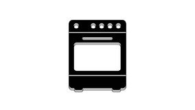 Black Oven icon isolated on white background. Stove gas oven sign. 4K Video motion graphic animation.