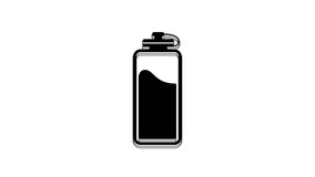 Black Sport bottle with water icon isolated on white background. 4K Video motion graphic animation.