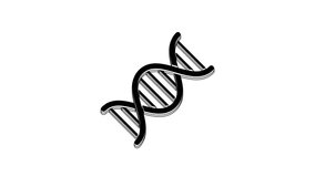 Black DNA symbol icon isolated on white background. 4K Video motion graphic animation.