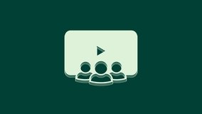 White Online class icon isolated on green background. Online education concept. 4K Video motion graphic animation.