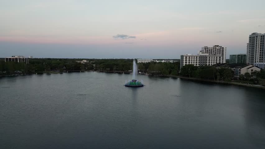 Fountain At Lake Eola In Downtown Orlando, Florida