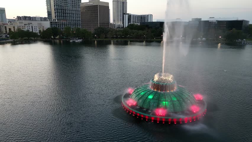 Fountain At Lake Eola In Downtown Orlando, Florida