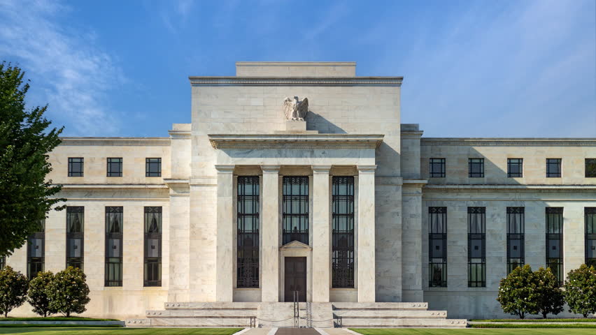 Time lapse of the Federal reserve building, Washington DC, USA.