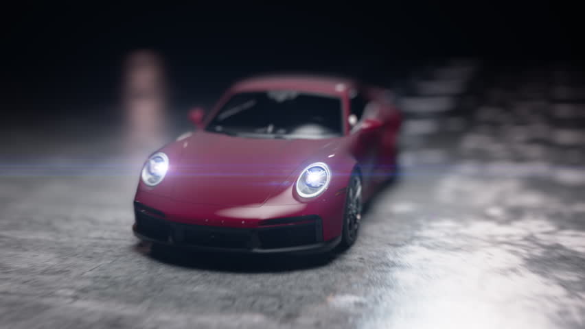 Red sports car with a fast camera hit effect  | Shutterstock HD Video #1102112407