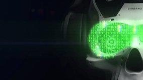 Crazy Neural Networks. A futuristic skull in headphones. with a holographic random code effect on augmented reality glasses.  - Powered by Shutterstock - Get 15% off with code: PIKWIZARD15