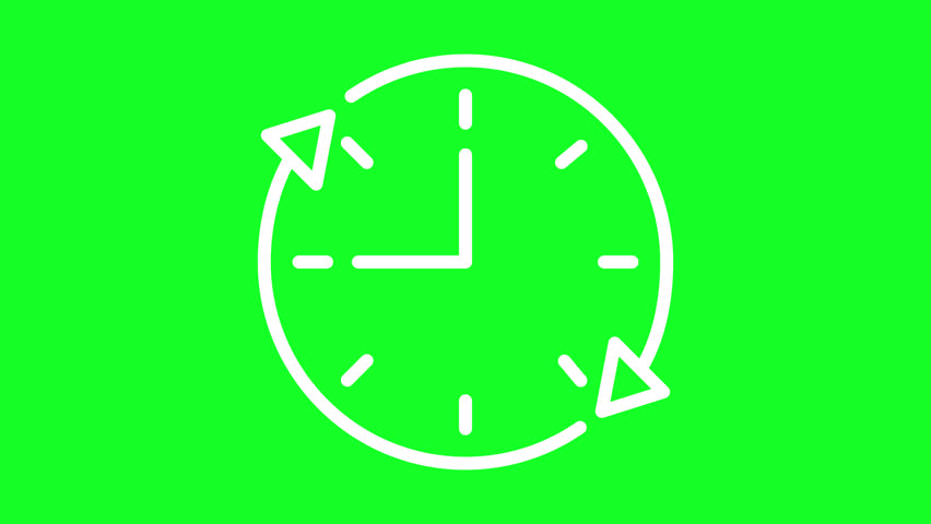 Animated time period white line icon. Wait-animation for website. Loop HD video with chroma key, alpha channel on transparent background, black solid background. Outline motion graphic animation