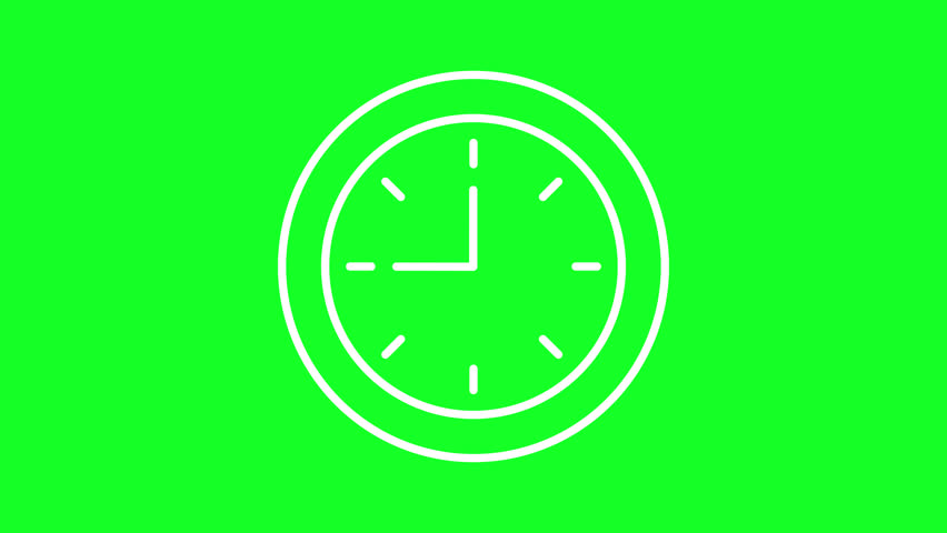 Animated clock linear icon. Website loader. Wait-animation. Time. Loop HD video with chroma key, alpha channel on transparent background, black solid background. Outline motion graphic animation