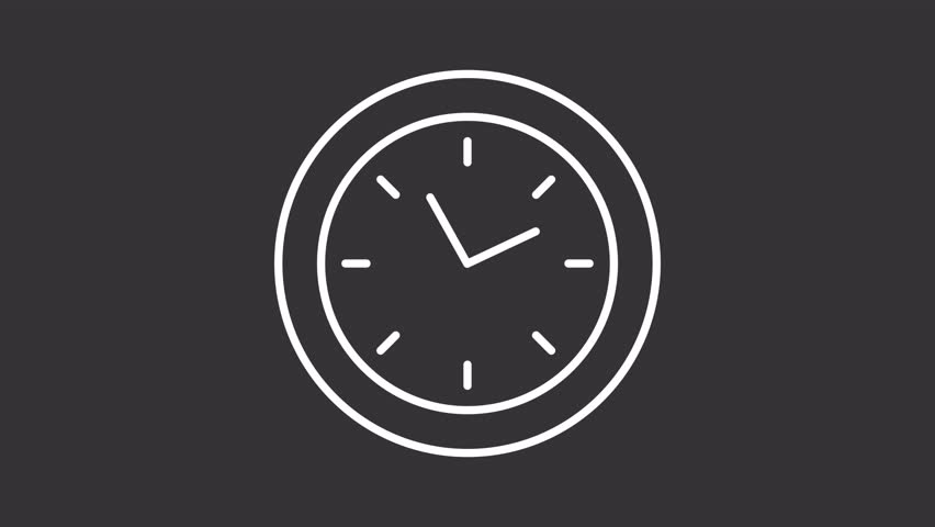 Animated clock linear icon. Website loader. Wait-animation. Time. Loop HD video with chroma key, alpha channel on transparent background, black solid background. Outline motion graphic animation