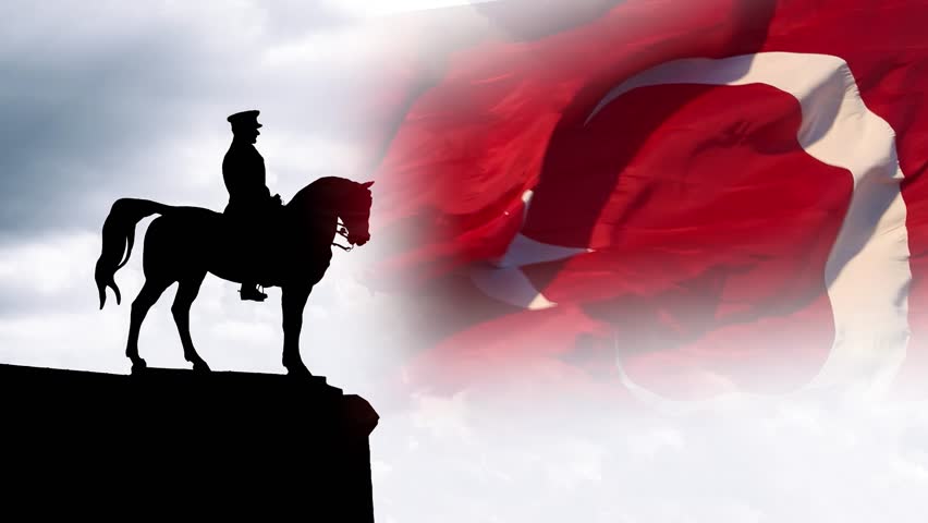 19 mayis Genclik ve Spor Bayrami or 19 May Commemoration of Ataturk, Youth and Sports Day concept 4K video. Ataturk and Turkish Flag.
