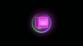 Neon telephone icon animation . glowing logo icon animated.