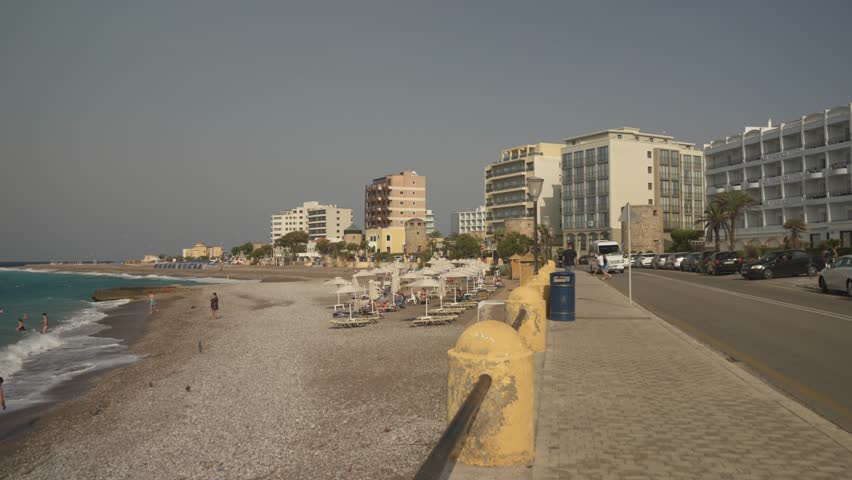 Paralia Elli Beach, Rhodes Town, Rhodes, Dodecanese Islands, Greek Islands, Greece, Europe