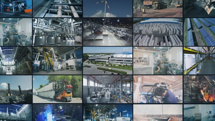 Modern technological plant. Modern equipment in the factory. Industrial interior. Industrial theme collage Royalty-Free Stock Footage #1102122727