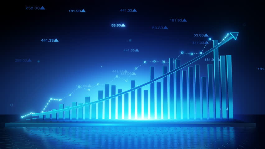 On the stock market, 3d bar graph chart with up arrow, 4k resolution Royalty-Free Stock Footage #1102123857