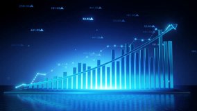 On the stock market, 3d bar graph chart with up arrow, 4k resolution - Powered by Shutterstock - Get 15% off with code: PIKWIZARD15
