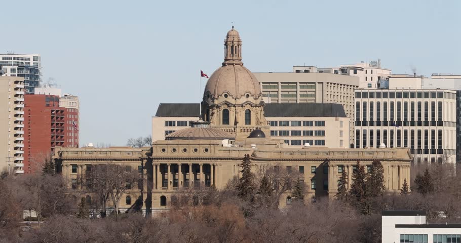 Zoom in to the Alberta Legislature Building, Legislative Assembly of Alberta and the Executive Council of Alberta also call the Ledge in Edmonton downtown Canada.