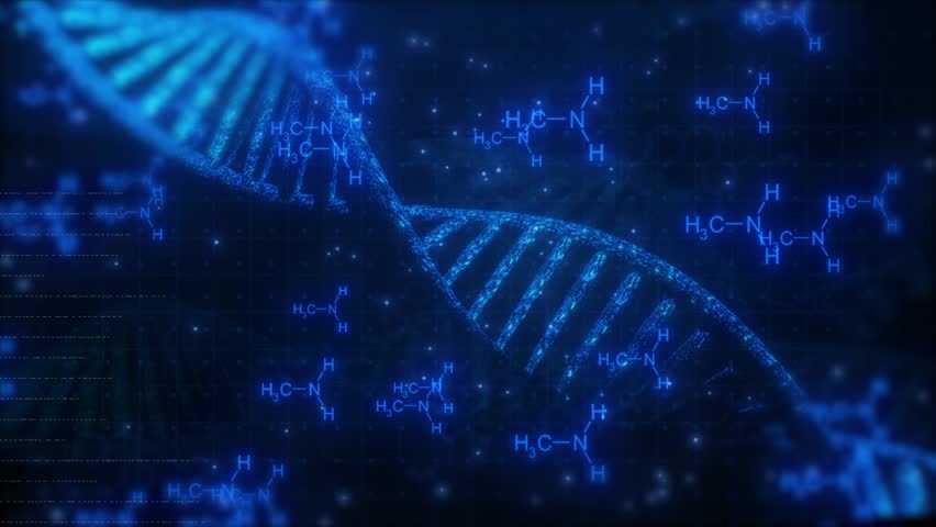 3d Modern Medical Dna Rotating Animation Background. Hi Tech Si-fi Molecule Human Dna Animation Futuristic Background. Genetic Digital Dna Double Helix Spinning Medical Science Animation Background - Powered by Shutterstock - Get 15% off with code: PIKWIZARD15