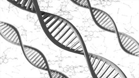  3d Modern Medical Dna Rotating Animation On White Background. Hi Tech Si-fi Molecule Structure Human Dna Animation Futuristic Background. Genetic Digital Dna Double Helix Spinning Medical Science Ani - Powered by Shutterstock - Get 15% off with code: PIKWIZARD15