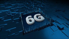 Motion graphic of 3D blue 6G letter and particles with circuit board and 3d abstract background concept of generation technology and big data transfer and connection technology of future - Powered by Shutterstock - Get 15% off with code: PIKWIZARD15