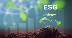 ESG environmental social governance investment business concept. ESG icons. Business investment strategy concept. Digital hologram. 4k video