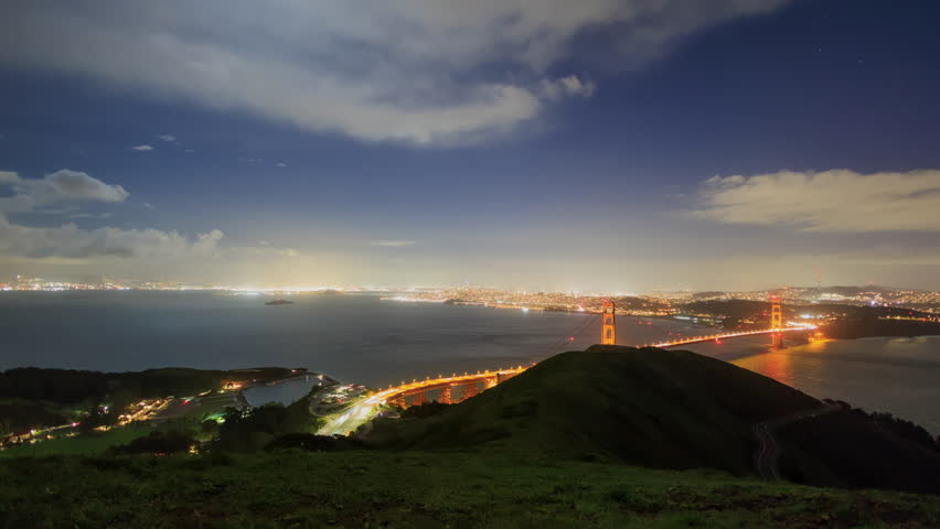 Stunning Night Time-Lapse of Golden Gate Bridge and Sky Over San Francisco 