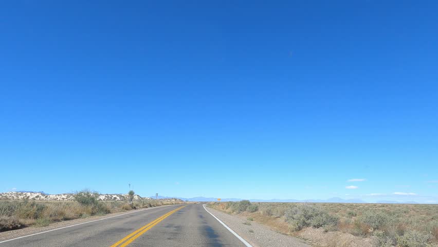 Dashcam view of driving on Dunes Drive in White Sands National Park, New Mexico