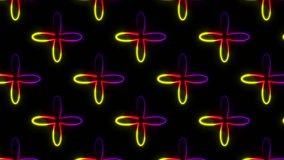 Abstract colorful neon glowing line seamless pattern on black background