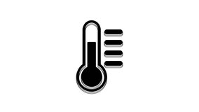 Black Thermometer icon isolated on white background. 4K Video motion graphic animation.