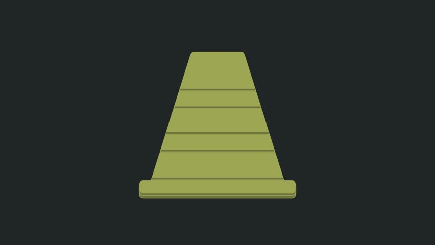 Green Traffic cone icon isolated on black background. 4K Video motion graphic animation.