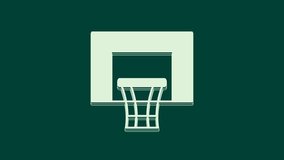 White Basketball backboard icon isolated on green background. 4K Video motion graphic animation.