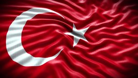 Turkish flag. Waving Turkey Flag on the Blue Sky background, Close-up. National Flag Turkey, 3D 4K video