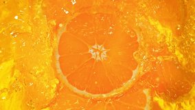 Super Slow Motion Shot of Fresh Orange Slices Falling into Lemonade Whirl at 1000 fps. - Powered by Shutterstock - Get 15% off with code: PIKWIZARD15