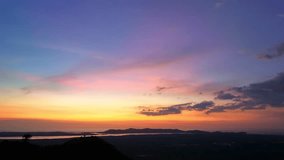 aerial hyper lapse view beautiful pink light in blue cloud at sunset.
video 4K. Nature video High quality footage. 
Scene of Colorful romantic sky in sunset with cloud in the sky background.
