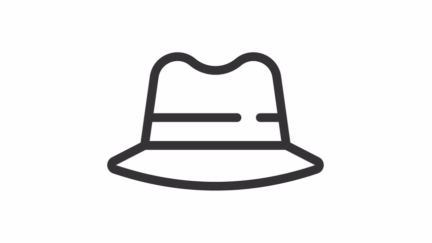 Animated male hat linear icon. Head wear for men. Sun protection. Summertime accessory. Seamless loop HD video with alpha channel on transparent background. Outline motion graphic animation