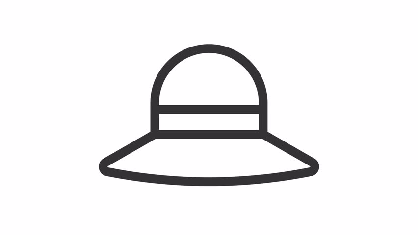 Animated hat linear icon. Female head wear. Sun protection. Summertime accessory. Seamless loop HD video with alpha channel on transparent background. Outline motion graphic animation