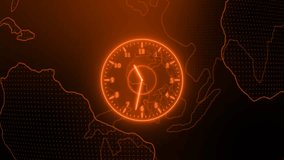 Animation of letters, lens flares, digital clock, connected dots over map on abstract background. Digitally generated, hologram, global, illuminated, communication, time and technology concept. - Powered by Shutterstock - Get 15% off with code: PIKWIZARD15