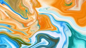 4K ULTRA HD. Multicolor digital background made of interweaving curved shapes. Seamless Looping Animation Web background.  Blue and orange animation video.