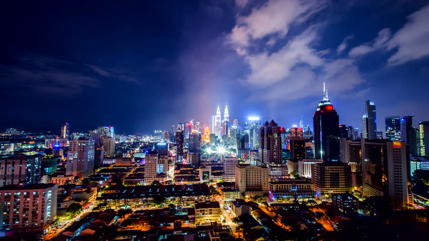 Nighttime timelapse of the Malaysian capital Kuala Lumpur.