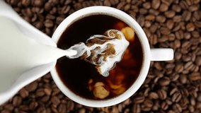 Pouring milk in coffee cup, top view - Powered by Shutterstock - Get 15% off with code: PIKWIZARD15