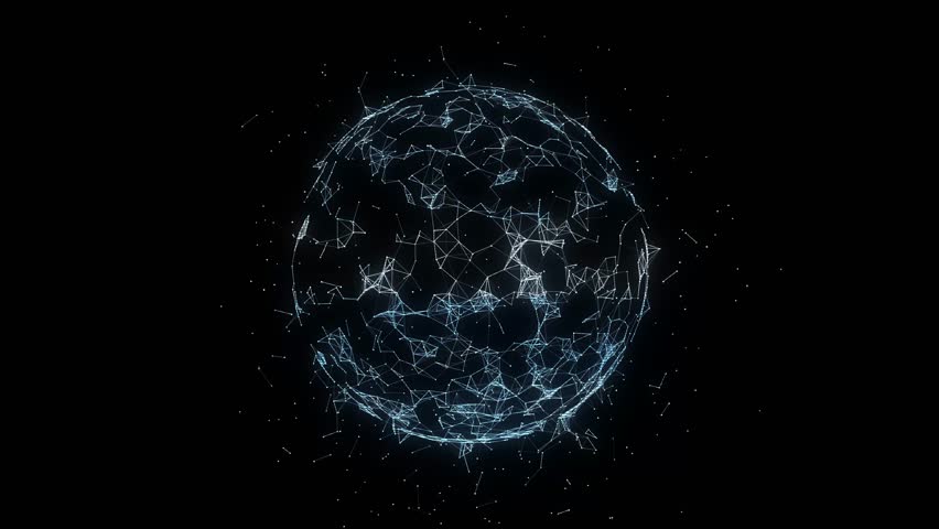 A holographic sphere. A sphere of white short joints flashes against a black background. | Shutterstock HD Video #1102184755