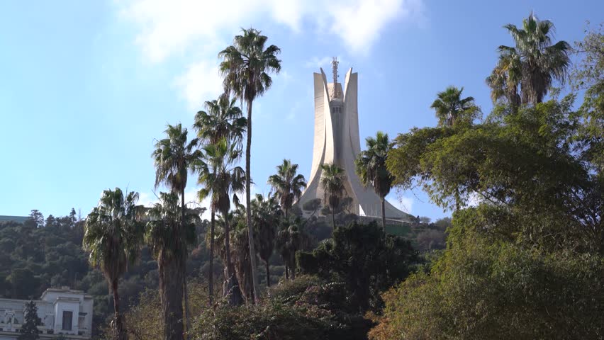 trial garden in algiers with a view of the martire monument (Makam El Chahid)