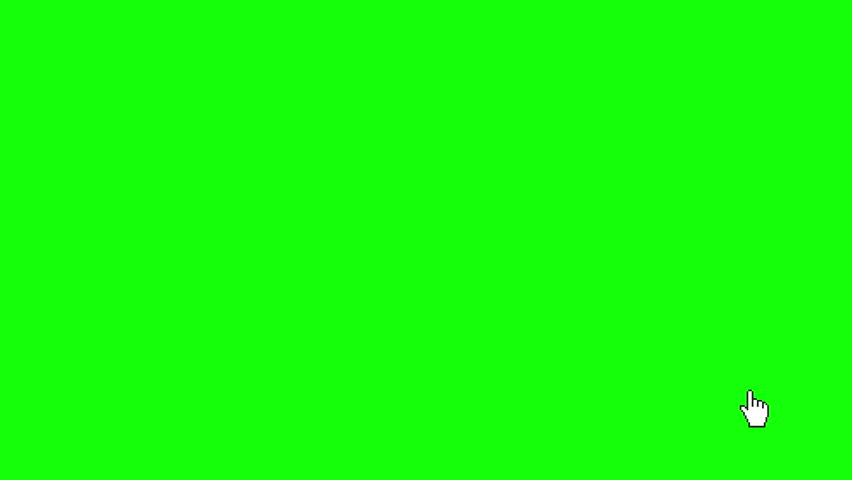 Pointer hand cursor clicking. Hand cursor, green screen background. Computer mouse click gesture with spark. Chroma key Royalty-Free Stock Footage #1102187351