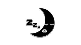 Black Moon icon isolated on white background. Cloudy night sign. Sleep dreams symbol. Night or bed time sign. 4K Video motion graphic animation.