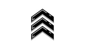 Black Military rank icon isolated on white background. Military badge sign. 4K Video motion graphic animation.